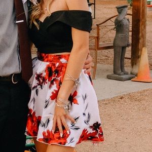 Two Piece Red Roses Dress